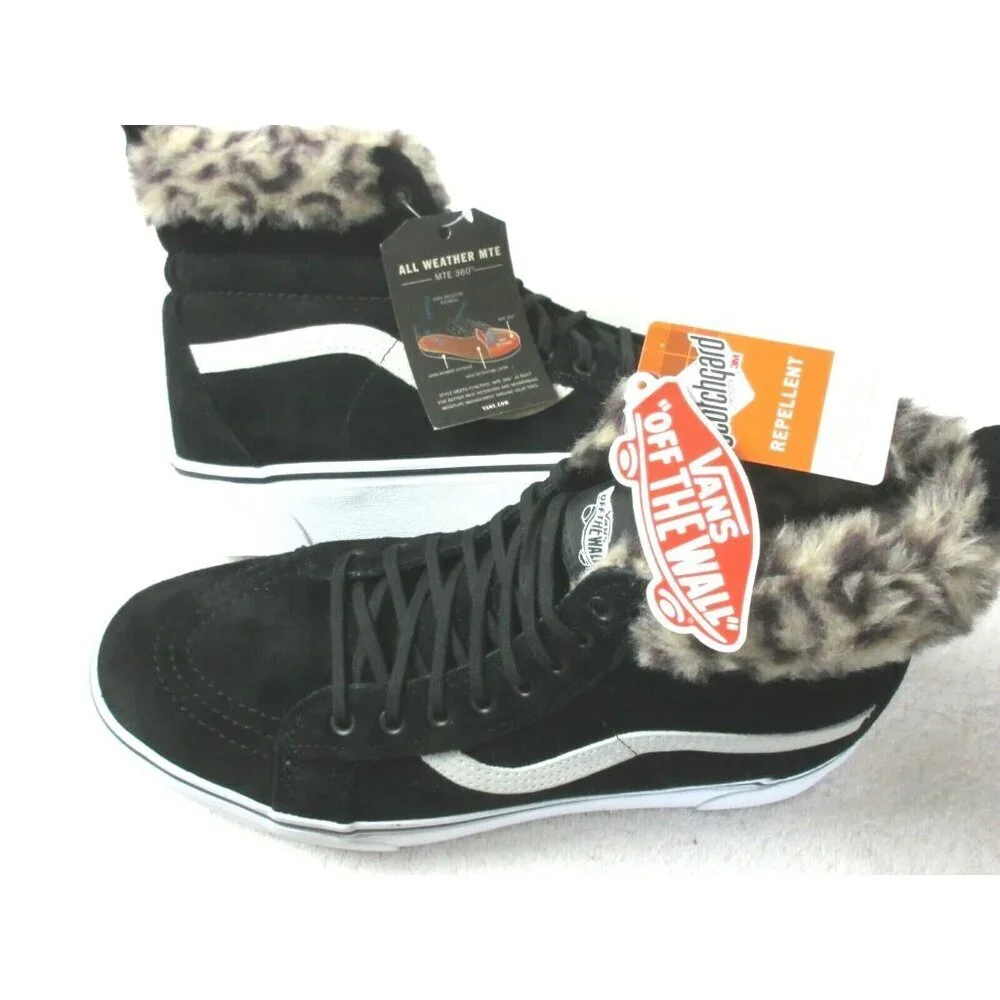 Vans Women's Sk8-Hi Platform MTE All Weather Suede Boots Black Leopard Size 5.5